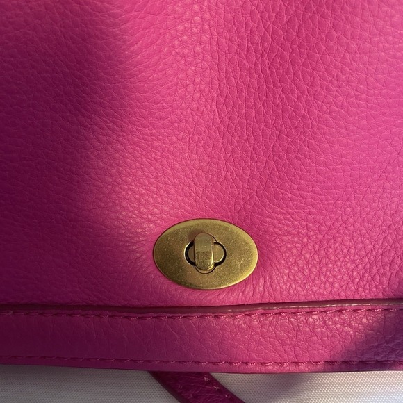 J. CREW HANDBAG TILLARY PURSE NEON HOT PINK LEATHER CROSSBODY FLAP BAG  CLUTCH - Picture 6 of 16